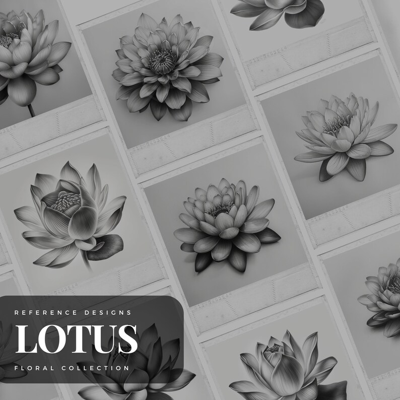 Lotus Flower Tattoo Procreate Brush Stamps: Floral Art Designs (digital ...