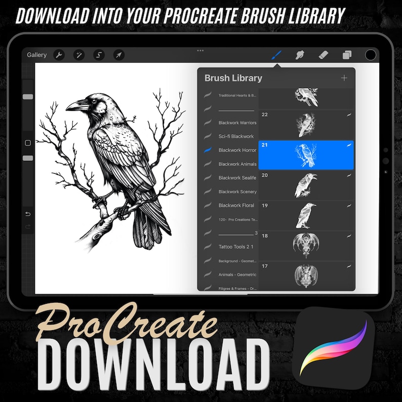 blackwork-horror-tattoo-stamps-procreate-sketchbook-brush-pack-etsy