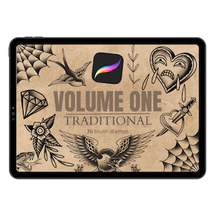 Traditionelles Tattoo Procreate Pinsel Set: 36x Tattoo Stempel Pinsel (Digitaler Download)