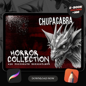 50 Chupacabra Procreate Brush Stamps: Horror Tattoo Designs (Digital Download)