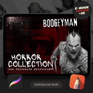 Boogeyman Tattoo Designs: 50 Procreate Brush Stamps (Digital Download)