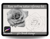Rose Tattoo Stamp Brush Set: Procreate Stencils (Digital Download)