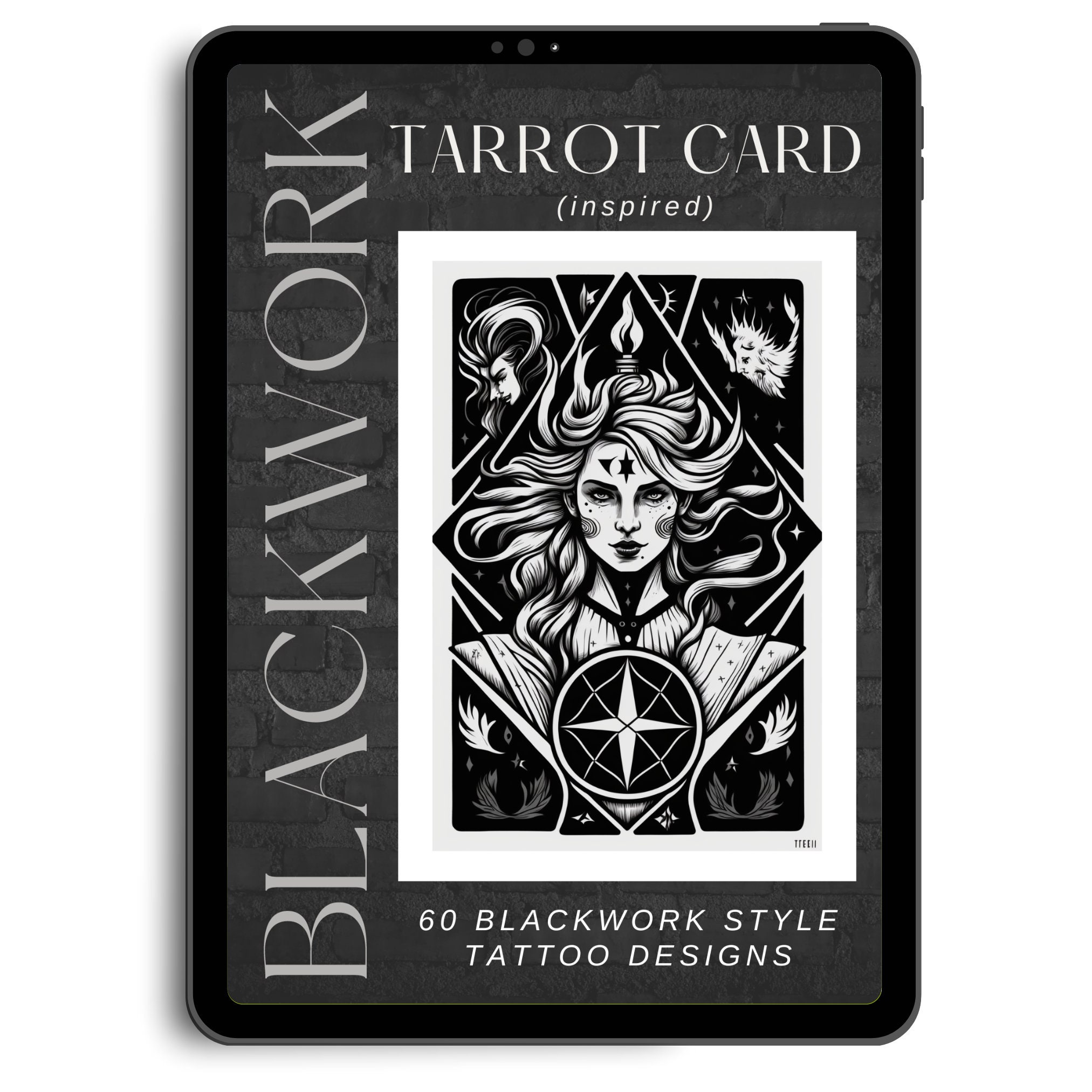 Blackwork Tattoo Designs 'tarot Cards' Tattoo Flash - Etsy