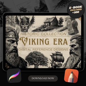100 Viking Age Procreate Brush Stamps | Tattoo Designs | Digital Art | Procreate Brushes | Tattoo Flash Sheets | Historical Art
