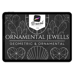 50 Ornamental Jewels | Procreate Brush Set | Tattoo Stamp Brushes | Digital art for Tattoo Stencil  | Procreate Brushes for Tattoo Reference