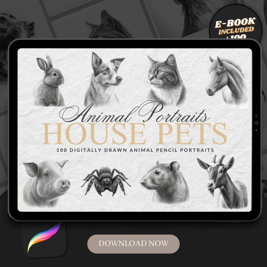 Animal Head Procreate Brush Stamps ‘pets’ 100 Tattoo Designs Available ...