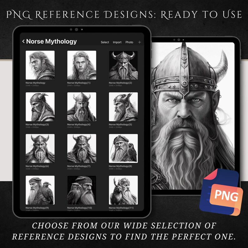 Viking Reference Design Viking Tattoo Flash Art: Norse Mythology God Sketches (PNG, PDF ...
