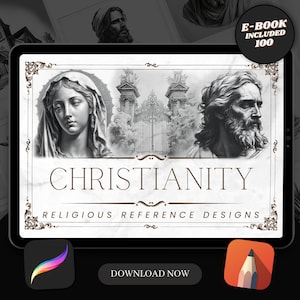 100 Christianity Procreate Brush Stamps | Tattoo Designs | Digital Art | Procreate Brushes | Tattoo Flash Sheets | Religious Art