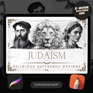 100 Judaism Procreate Brush Stamps | Tattoo Designs | Digital Art | Procreate Brushes | Tattoo Flash Sheets | Religious Art