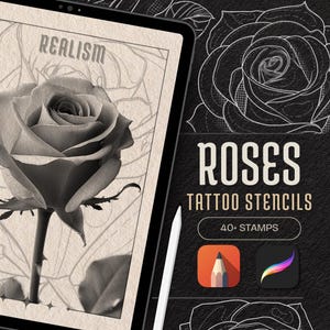 Rose Tattoo Stencil Brush Set: Procreate Reference Designs (PDF E-Book)