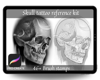 Skull Tattoo Stamp Brush Set: Procreate Stencils (Digital Download)