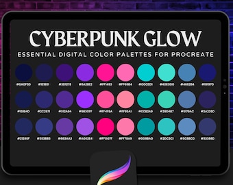 Cyberpunk Glow Digital Color Palette – 30 Neon Futuristic Hues for Vibrant Procreate Art