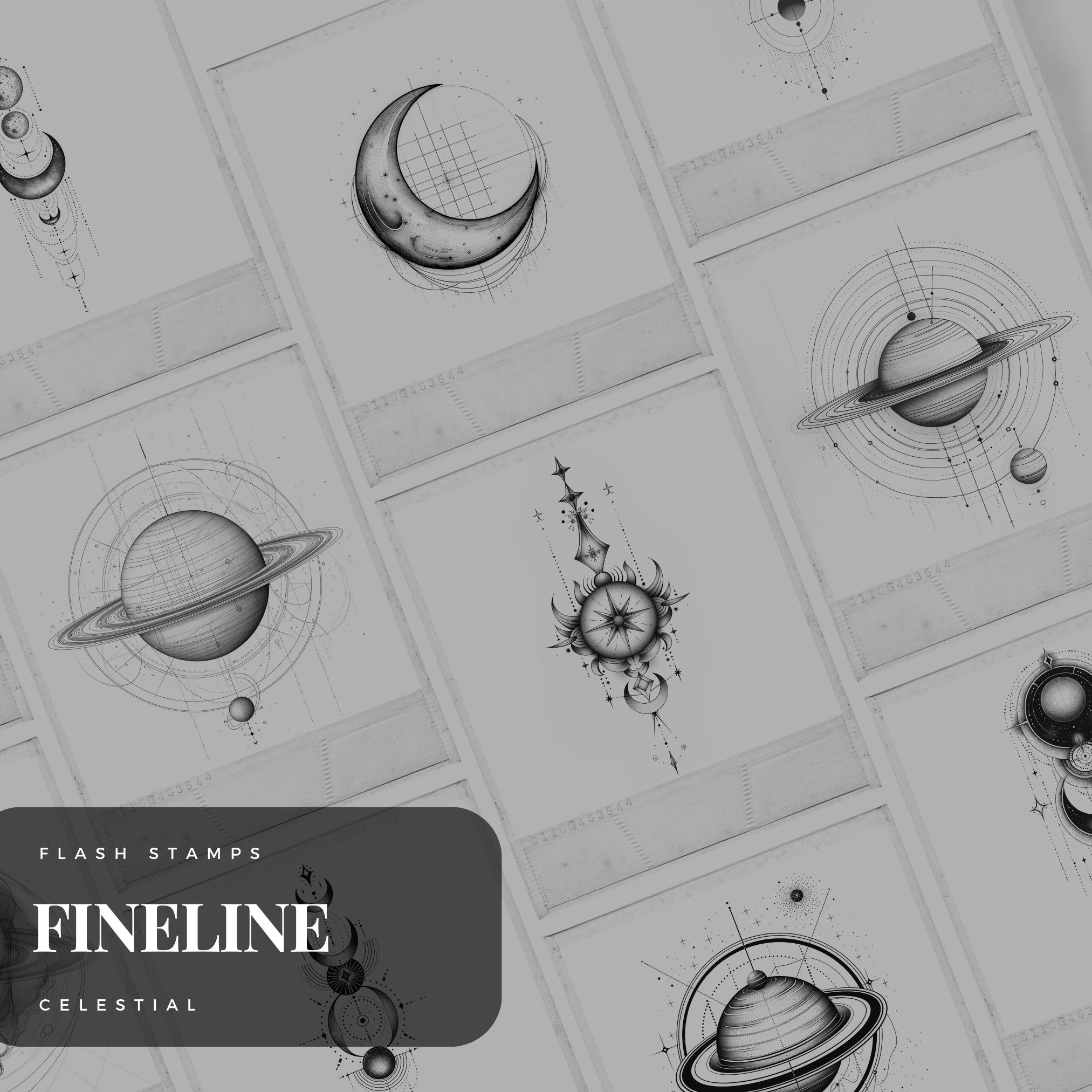 Celestial Tattoo Flash Stamp Pack: Minimalist Procreate Brushes ...