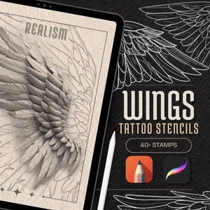 Wings Procreate Brushes: Tattoo Stencils & Reference Designs (PDF E-Book)