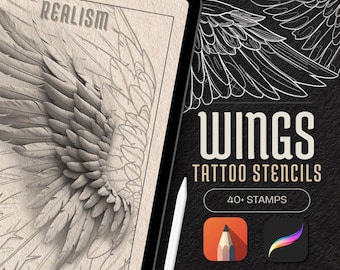 Wings Procreate Brushes: Tattoo Stencils & Reference Designs (PDF E-Book)