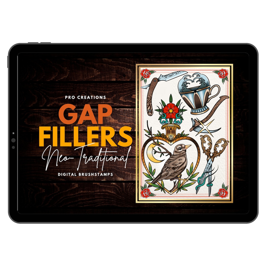 Neo Traditional Tattoo Procreate Brushes: Digital Art Stamps (instant ...