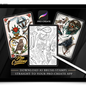 Neo Traditional Procreate Brushes Instant Download Tattoo Design ...