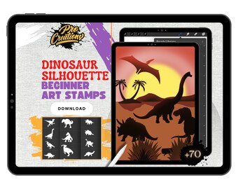 Dinosaur Silhouettes Procreate Brush Set: Tattoo Stencil Stamps (Digital Download)
