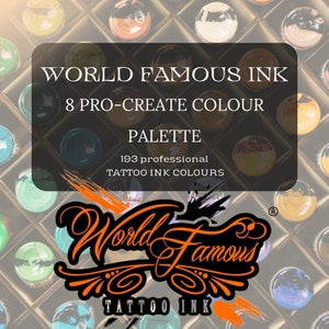 World Famous Ink Colour Palette | World famous ink Procreate Colour Set | Tattoo Colour Palette For Pro Create | Downloadable Ink Colours