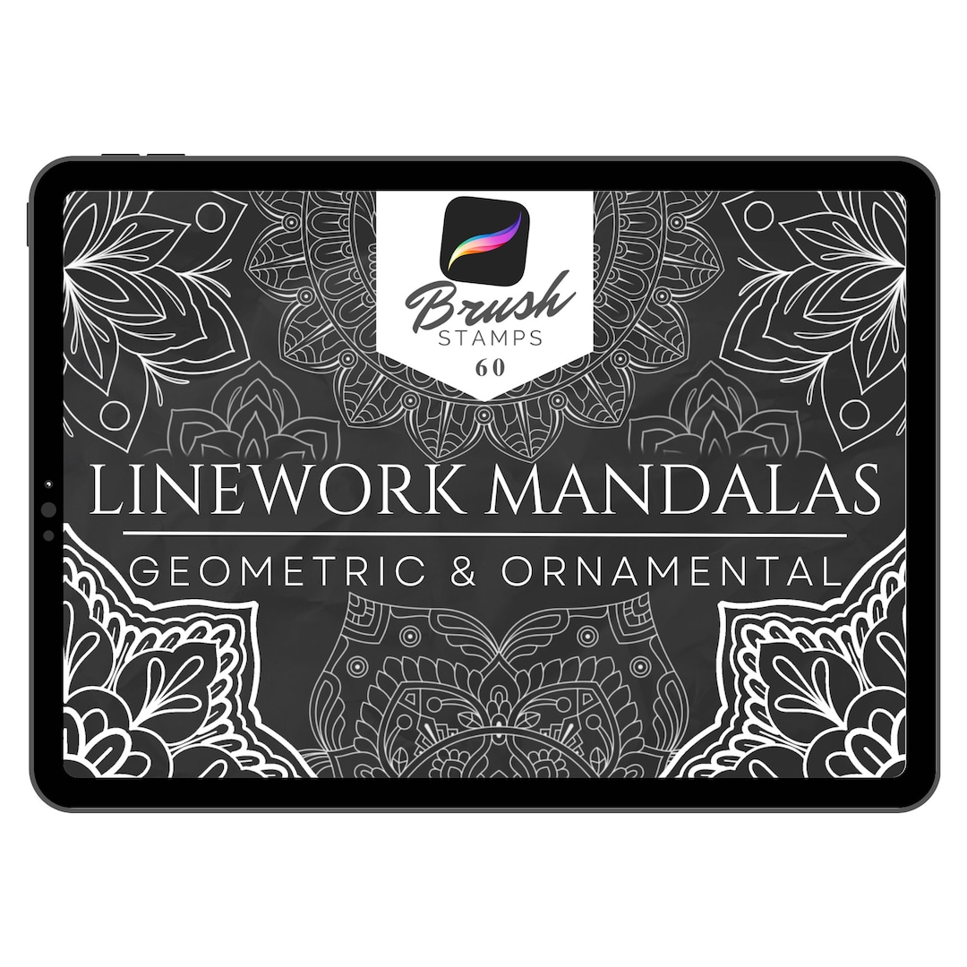 Mandala Procreate Brush Set: 60 Line Work Tattoo Stamps (digital ...