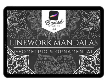 60 Linien Mandala | Procreate Pinsel Set | Tattoo Stempel Pinsel | Digitale Kunst für Tattoo Schablone | Procreate Pinsel für Tattoo Referenz