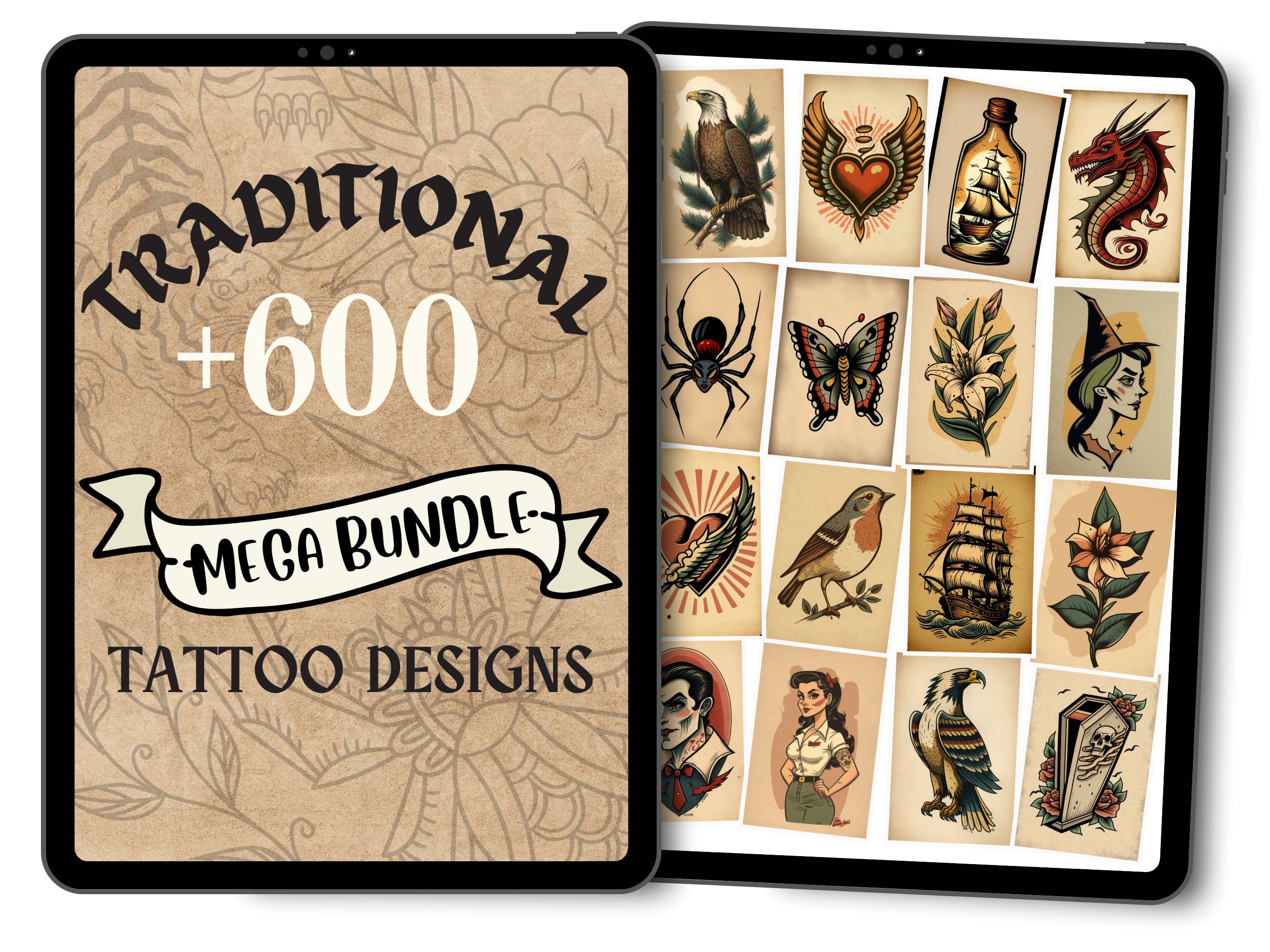 Traditional Tattoo Designs 'MEGA BUNDLE' Tattoo Flash Sheet Pdf