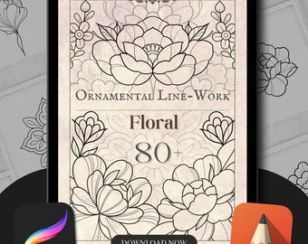 80 Ornamental Floral Tattoo Stempel: Procreate & Sketchbook Brushes (Digitaler Download)
