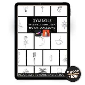 100 Fine Line Symbol Tattoo Designs: Procreate & Sketchbook (PDF eBook)
