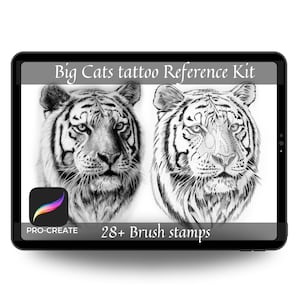 Big Cats Tattoo Stamp Brushes: Procreate Stencil Set (Digital Download)
