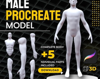 Male 3D Model for Procreate: Tattoo Design Tool (Digital Download)