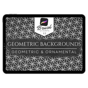 12 種類の幾何学的背景 | Procreate ブラシ セット | 幾何学的タトゥー スタンプ ブラシ | デジタル アート タトゥー ステンシル | タトゥー用 Procreate ブラシ