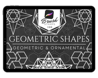 100 Geometric Procreate Brushes: Tattoo Stamp Set (Digital Download)