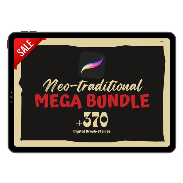 Neo-Traditional Tattoo Stamp Brushes: MEGA Bundle Procreate Brush Set (Digital Download)