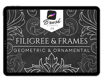 Filigree Frames Procreate Brushes: Tattoo Stencil Stamps (Digital Download)