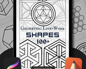 Geometric Shapes Procreate Brushes: Tattoo Flash Stamp Pack (Digital Download)