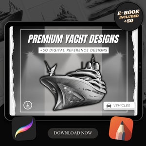 50 Yacht Procreate Brush Stamps: Tattoo Designs, Nautical Art (Digital Download)