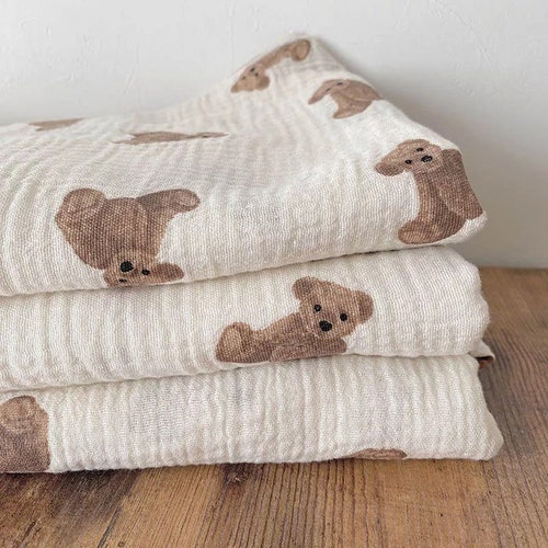 Muslin Baby Blanket Bear Baby Blanket Bamboo Blanket Muslin Etsy