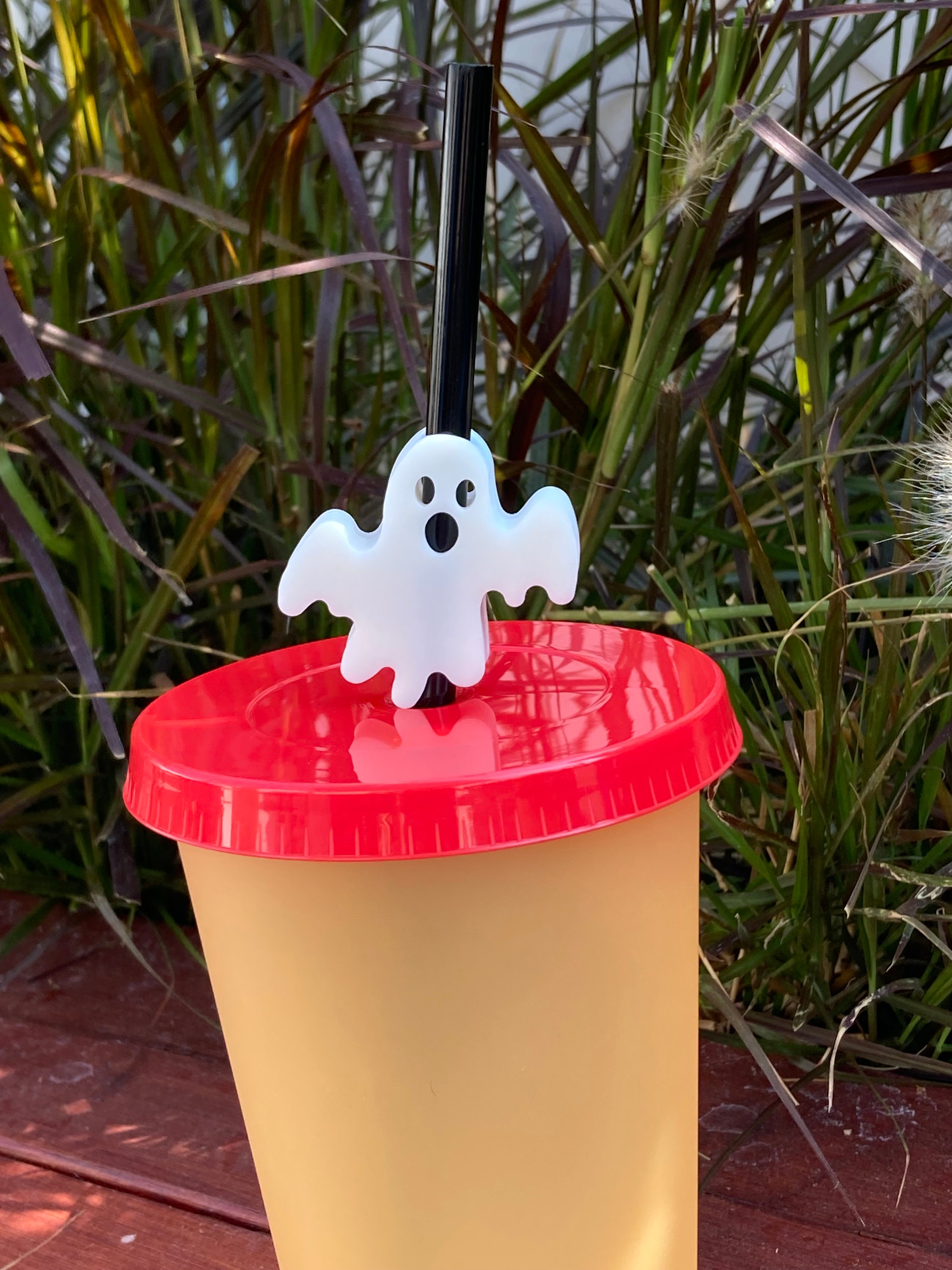 1pcs Ghosts Witches Cartoon Deorative Straw Toppers Pattern Bar Birthday  Halloween For Pajitas Cover Protector Dustproof