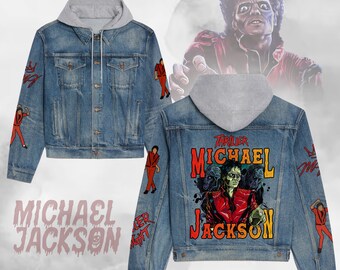 Giacca di jeans con cappuccio unisex horror di Michael Jackson