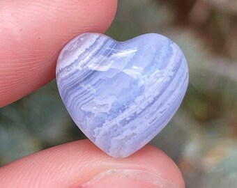 MINI Blue Lace Agate Heart | Small Blue Lace Agate Heart | Polished Agate Heart Crystals | Mini Crystal Hearts | Blue Agate Cabochons