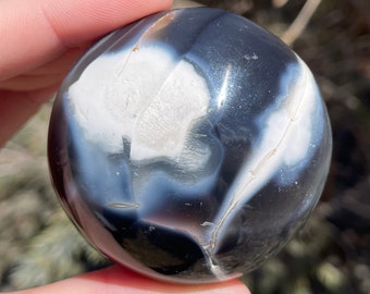 Large Orca Agate Free Form Flame Carving Madagascar Blue Agate Natural