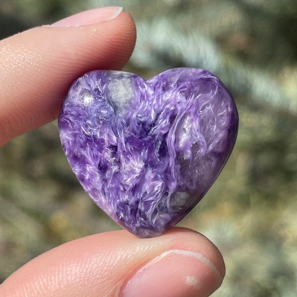 Small Charoite Heart Crystal Carvings | High Quality Charoite Heart | Charoite Pocket Stone | Charoite Palm Stone | Charoite Heart Carvings