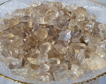 Bag of Champagne Citrine Tumbles | 1 oz Bag of Champagne Citrine Crystal Tumbles | Citrine Chips | Mini Crystal Tumbles | Crystal Grid