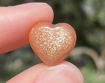 MINI Sunstone Heart | Flashy Sunstone Crystal Heart | Small Glittery Sunstone Heart Crystals | Mini Crystal Hearts | Crystal Grid