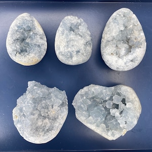 Celestite Geodes | Light Blue Crystal | Raw Celestite Geode | Celestite Egg Geode | Raw Celestite Egg | Blue Celestite Crystal Cluster