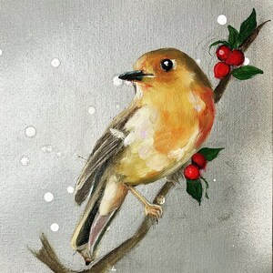 robin print, painting,christmas xmas, bird, birds, robins, gift, home decor, present, for her, for them, robin, red, silver, grey, wildlife
