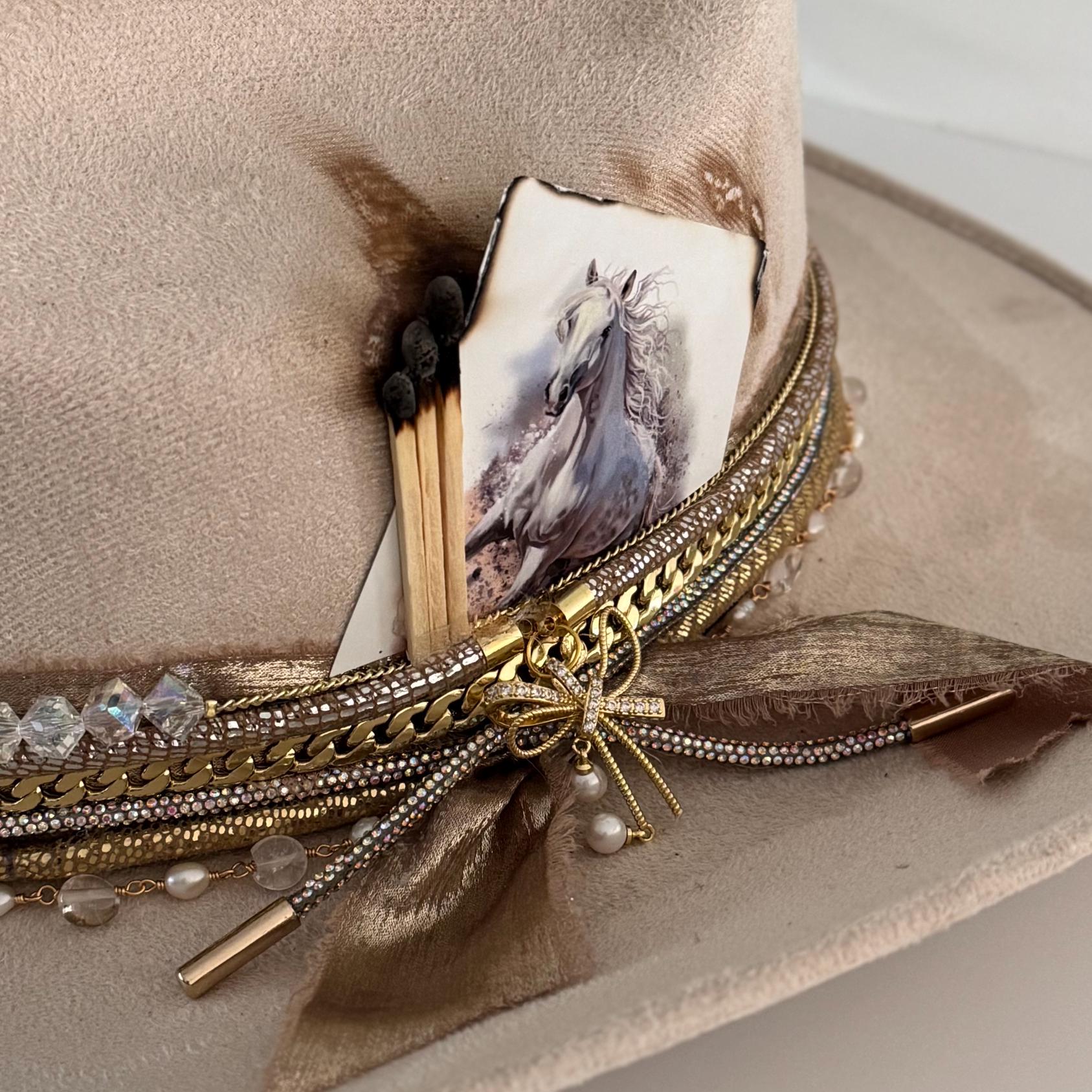 Custom Cream Cowboy Hat: Western Bling Glam Rodeo Concert  display picture 1