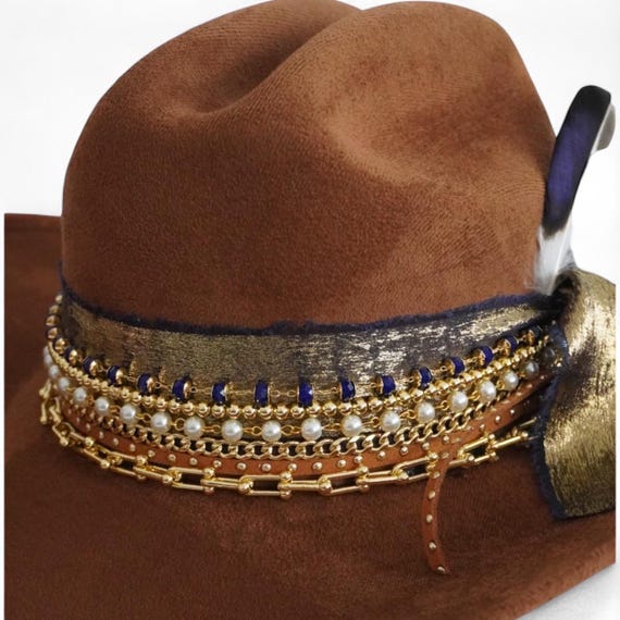 Wide Brim Cowboy Hat Vintage Rodeo Western Cowgirl Hat Country Concert Outfit Cowboy Hat for Women Feather Rhinestone Tseled Wide Brim  main image 3