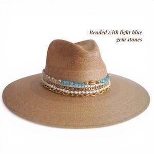 Wide Brim Panama Hat Women Luxury Beach Hat Elegant Sun Hat Gold Chain Pearl Shell Hat Designer Style Resort Hat Expensive Look Vacation Hat