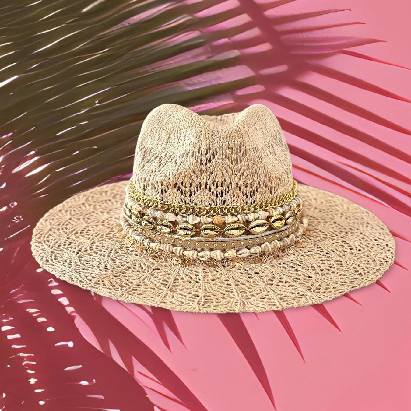 Colorful Sequin Message Straw Panama Sun Hat Wholesale Nauti Sequin Message Straw Panama Sun Hat for your  main image 2